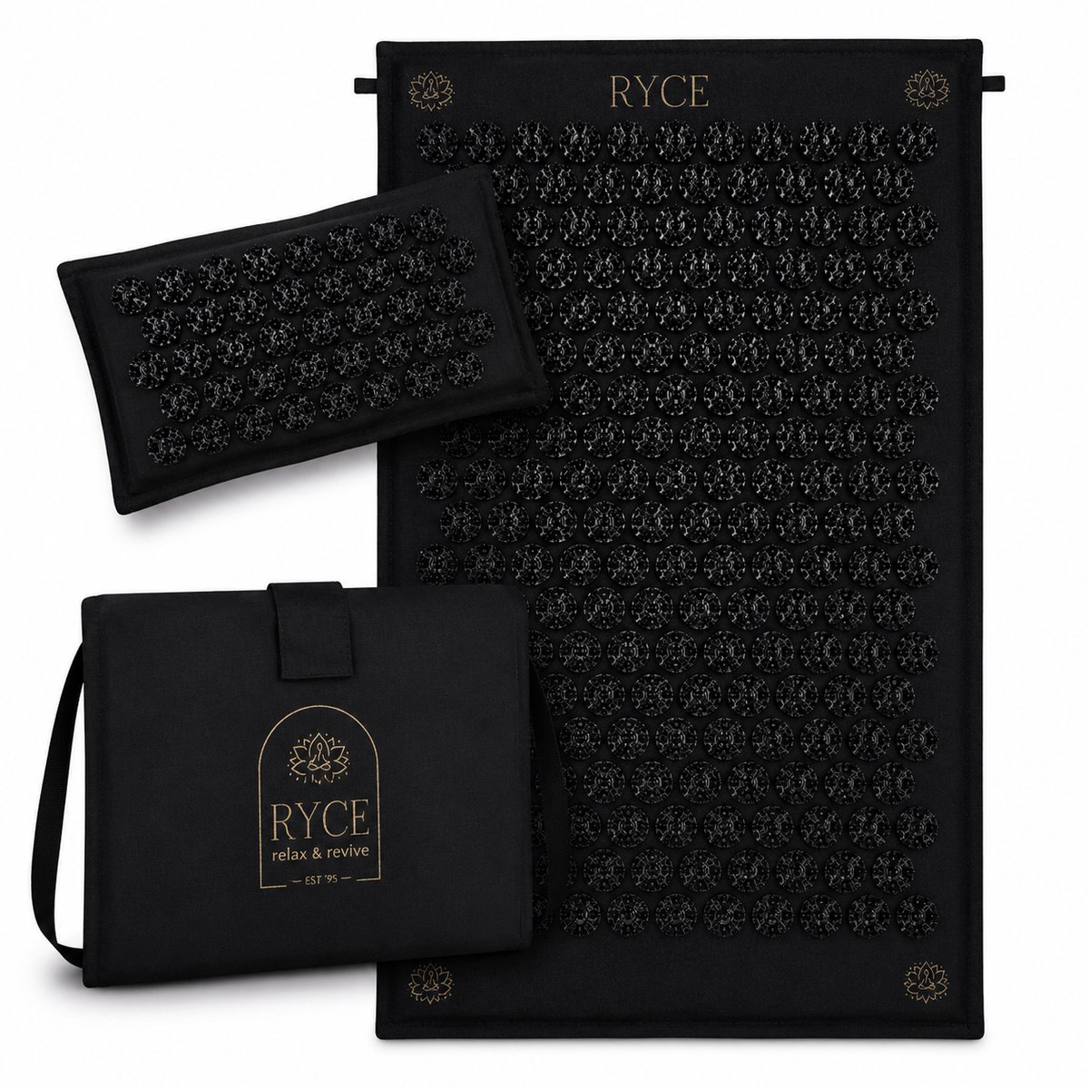 Ryce ® Nature Spijkermat - Kussen - Shakti mat - Acupressuur - Zwart