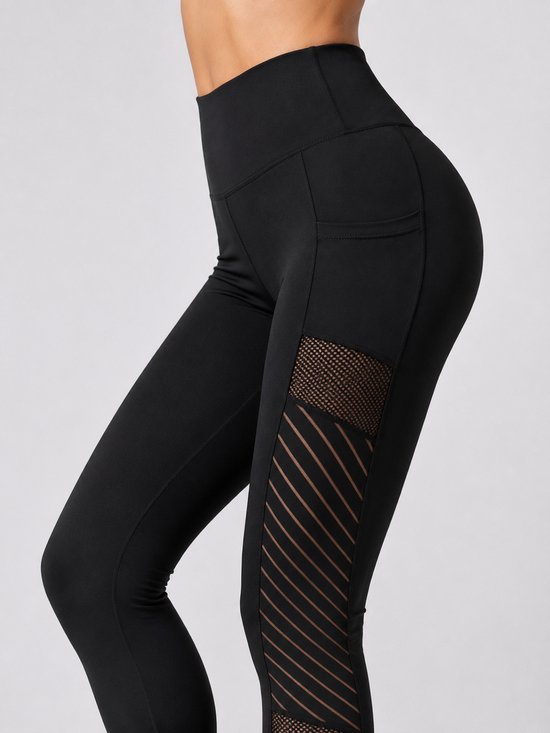 SparkNine Novabreeze sportlegging - dames - ademend - met zakken - stijlvol design - M - zwart - mesh panelen - met zakken - elastisch - squatproof — afbeelding 4