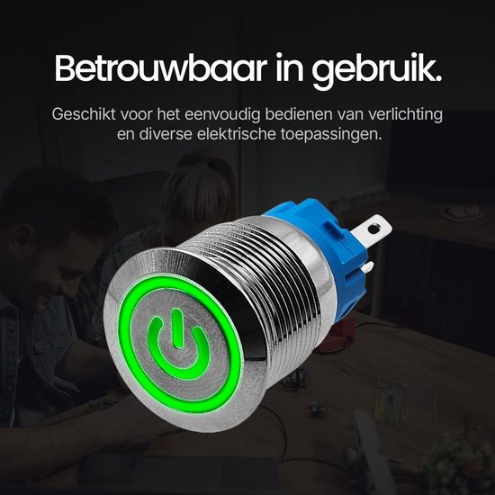 ProRide Drukschakelaar ON-OFF 12V/24V - 19mm Metaal - Waterdicht - LED ...