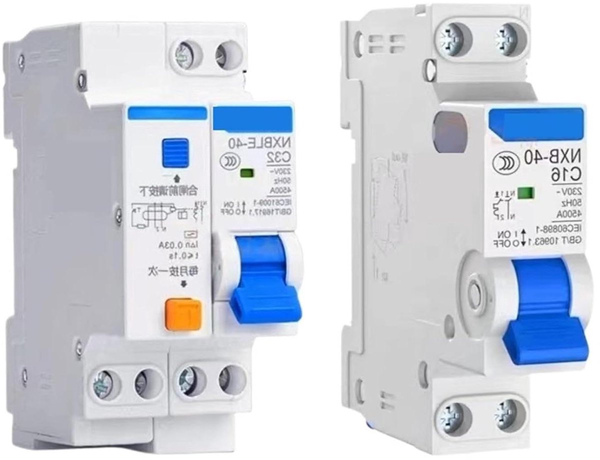 Miniatuur Stroomonderbreker - MCB RCBO - Elektrische Beveiliging - Compact Ontwerp - 40A - Grijs