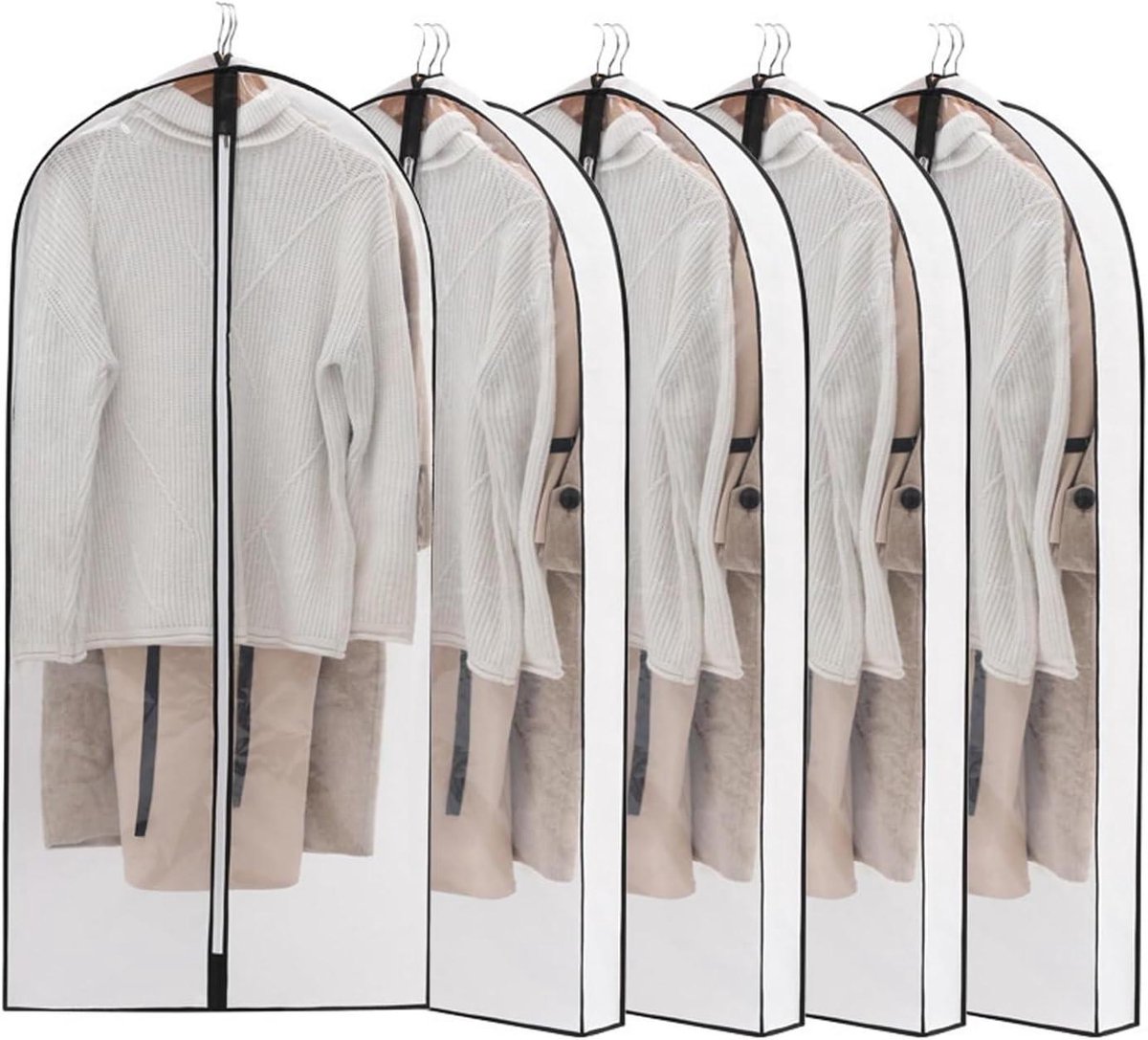 Kledinghoezen Opslag - Kledingbeschermers - Garderobe Organiseren - Ademend Materiaal - Set Van 5 - Wit