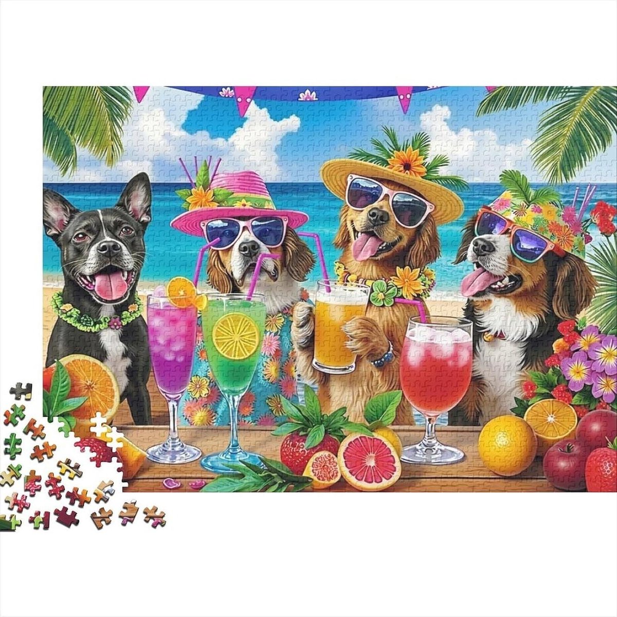 Hondenpuzzel 1000 stukjes - Papieren legpuzzel - Ontspannend tijdverdrijf - Ecologisch materiaal - 70 x 50 cm - Kleurrijk