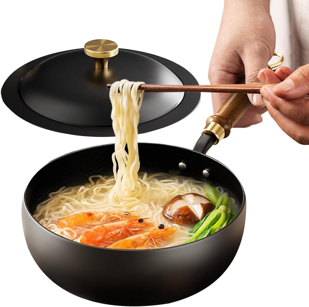 Sauspan met steel - Keukenpot steelpan - Snel sauzen maken - Antiaanbaklaag - 24 cm - Meerkleurig