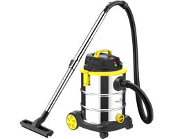 Swiss Haus® WDVC25 Nat & Droog Stofzuiger - 25L - 1200W Nat- en Droogzuiger - RVS Ketel - HEPA Filtersysteem - Blaasfunctie - Waterafvoer - Industriële Bouwstofzuiger - Lugano Collection