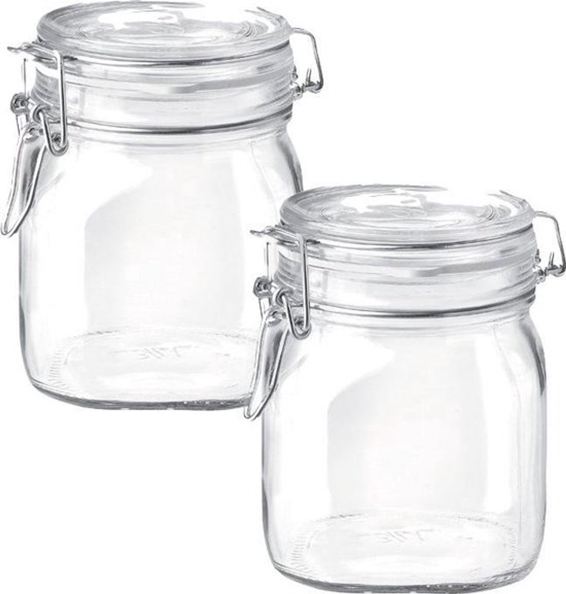 Weckpot - Voorraadpot - Transparant - Vierkant - 750 ml - 2 stuks