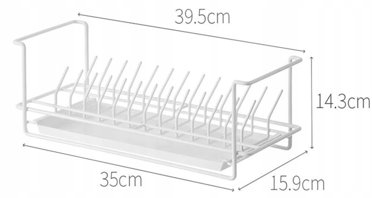 Wit RVS Afdruiprek voor 12 Borden - 40x16x14cm