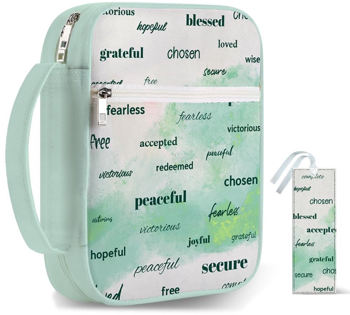 Dailygoods- Bijbelcover Waterdicht - Draagtas - Handvat - Ritssluiting - Polyester - 220 mm x 305 mm - Boekentas