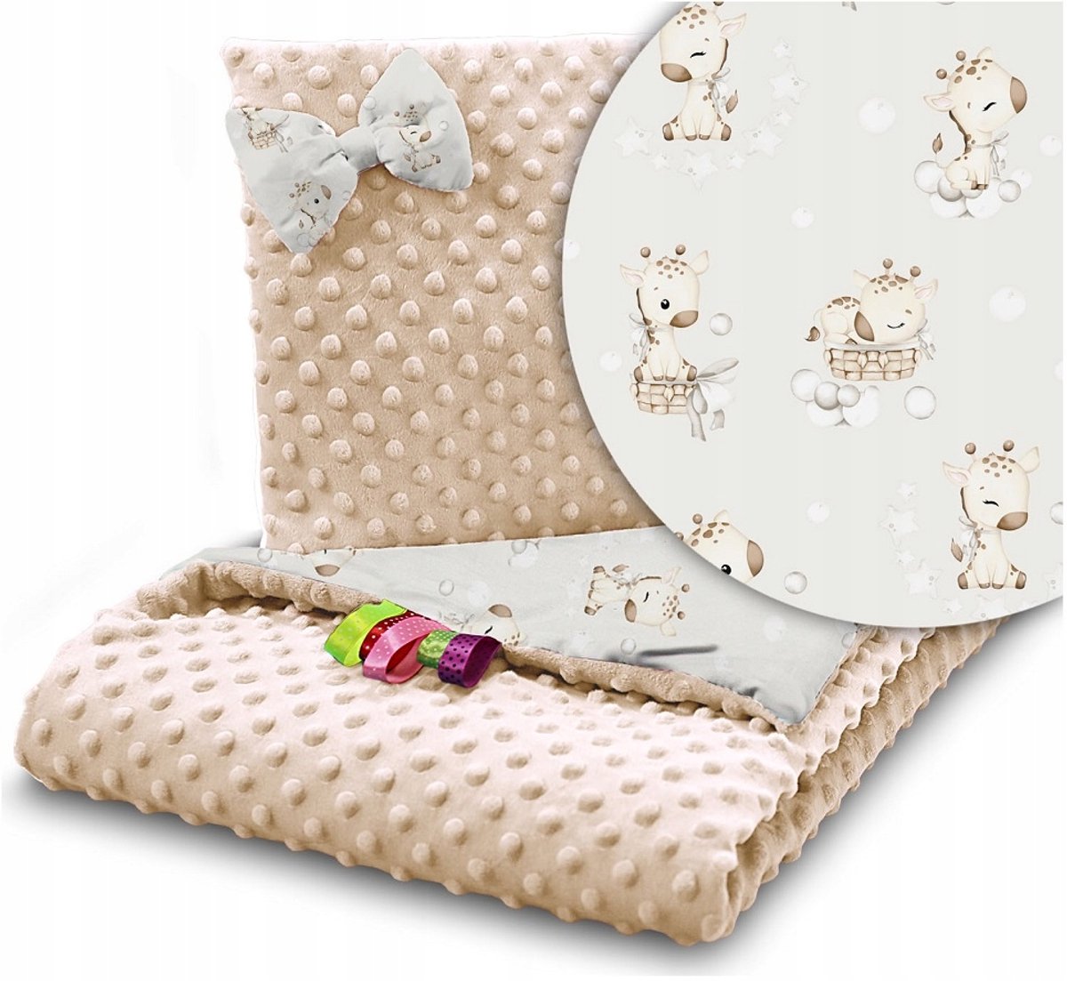 Babymam Minky Dek- en kussenset 75x100cm - Giraffe Zosia Beige