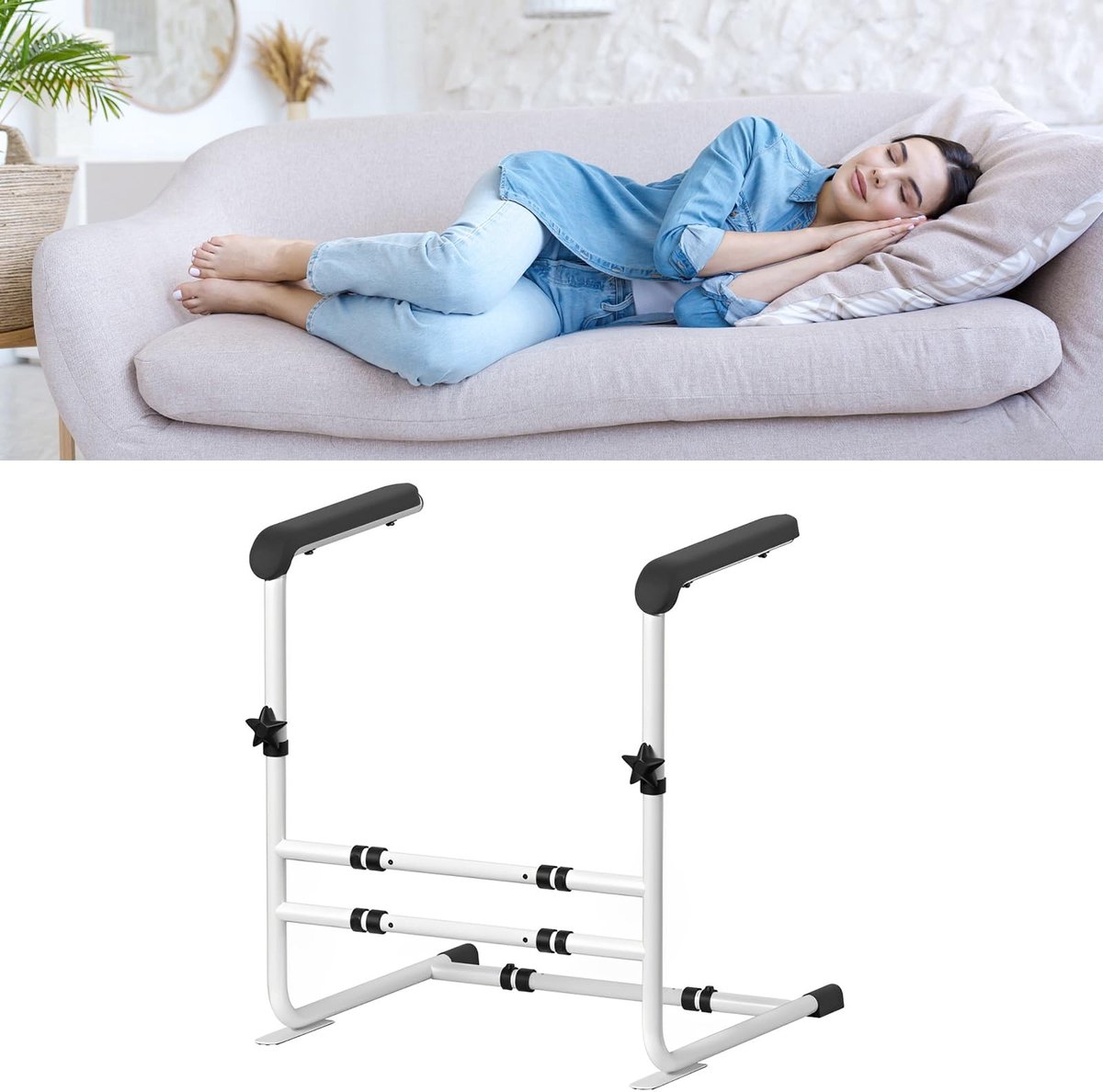 Dailygoods- Opstahulp Verstelbaar - Opstahulp voor Bed - Veiligheidsgreep - Opstahulp voor Senioren - Opstahulp voor Gehandicapten - 6 Hoogtes Verstelbaar - Opsta-hulp