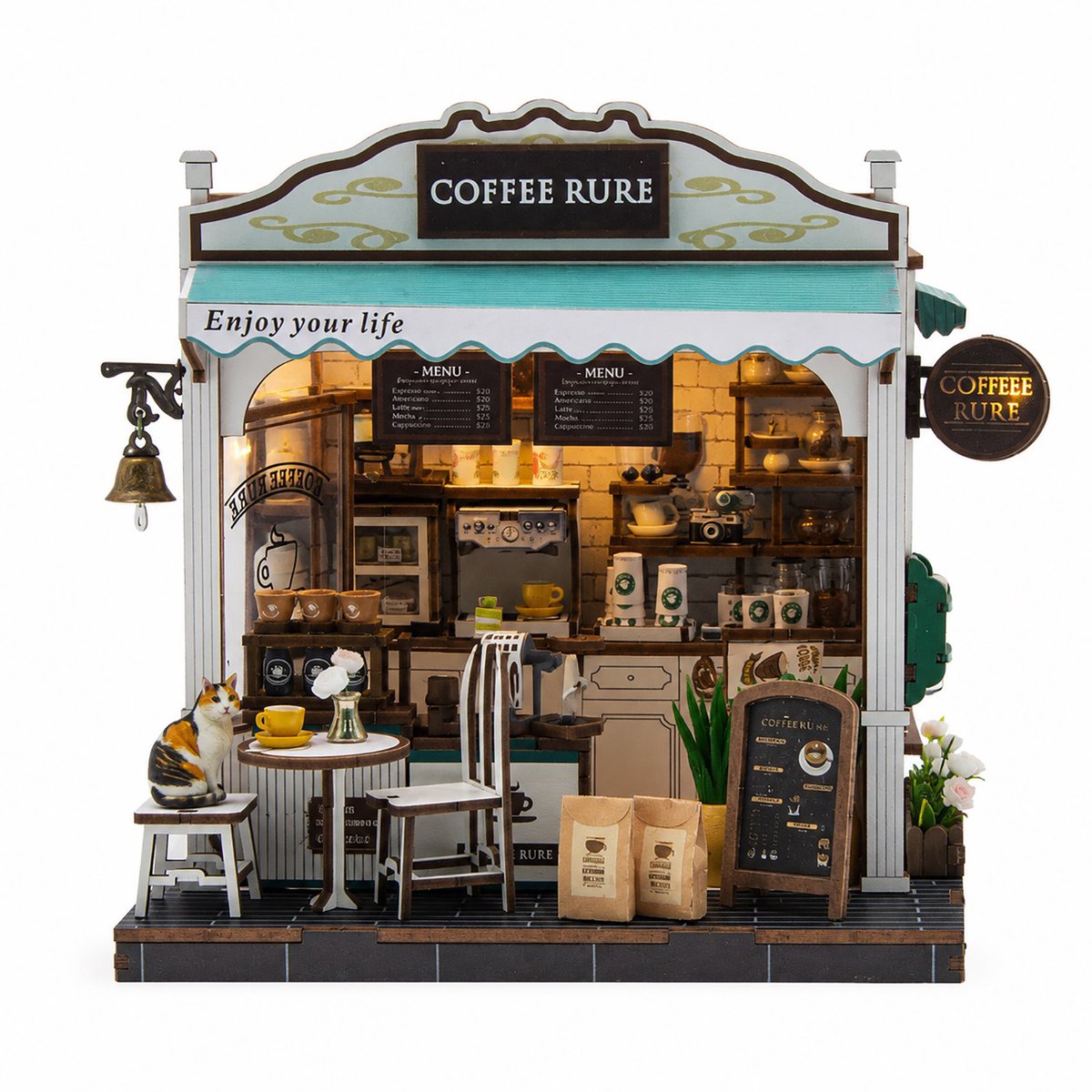 Topmelon Miniatuurhuisje met NFC-recorder - Bouwpakket koffiehuis - Miniatuur Bouwpakket Bloemenwinkel - Modelbouw - Modelbouwpakket - 3D Houten Puzzel - DIY Bouwpakket Volwassenen - Constructiespeelgoed