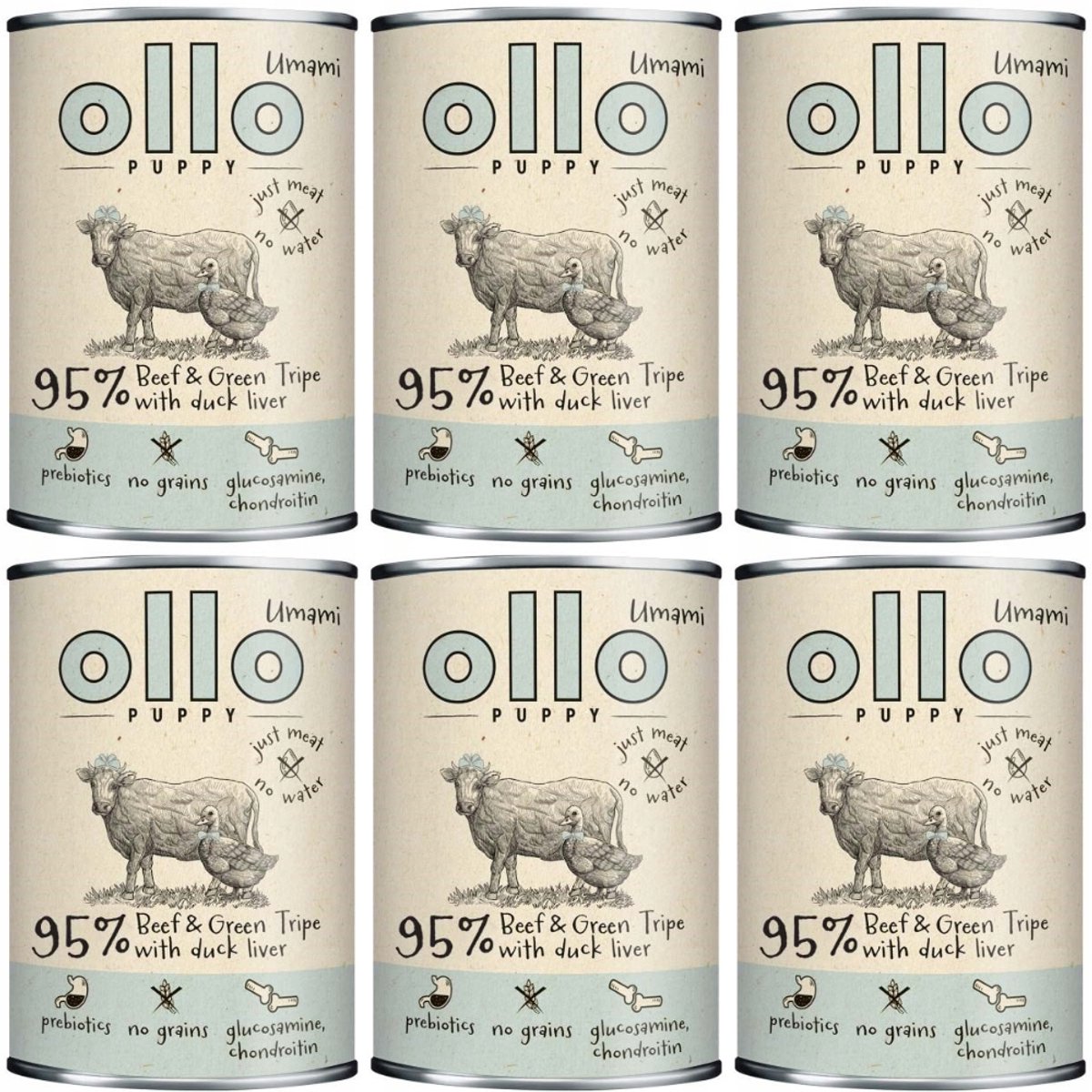 ollo OLLO Puppy Umami - Honden Natvoer - Rundvlees - Groene Pens - Eendenlever