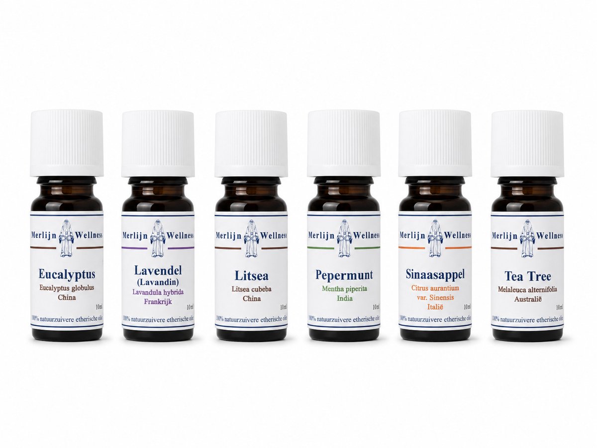 Merlijn Wellness - basis set - etherische olie - starters pakket - 6 x 10ml