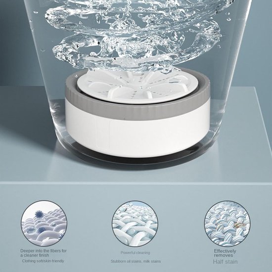 Mini Wasmachine - Kleine Kledingwasser - Delicate Was Behandelen - Energie Besparend - 6.5 x 11 cm - Grijs — afbeelding 3