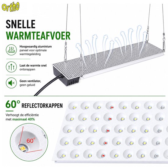 Ortho® - LED Groeilamp op voet - Full Spectrum Kweeklamp - 75 LED's - 15W verbruik - Professionele groeilamp - Indoor Grow Light - LED verlichting