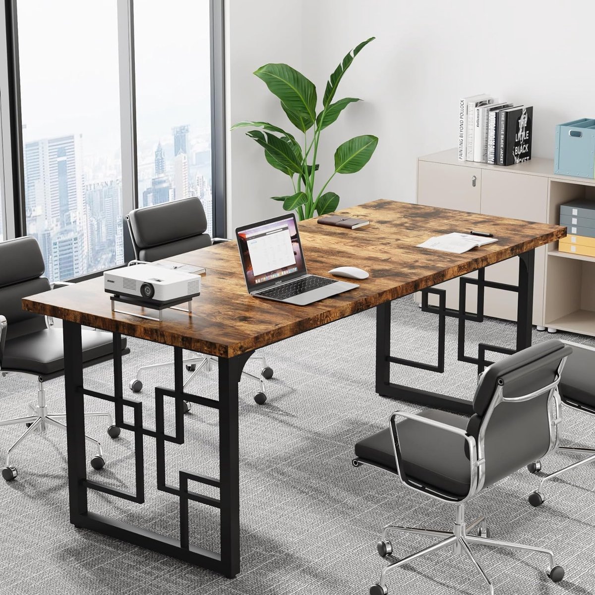 Bureau 160 x 80 cm Industrieel Bureau - Computerbureau, Thuiswerk Bureau, Werktafel, Schrijftafel, Kantoorbureau met Metalen Poten en Extra Groot Werkblad - Rustiek Bruin - Mobili Bella