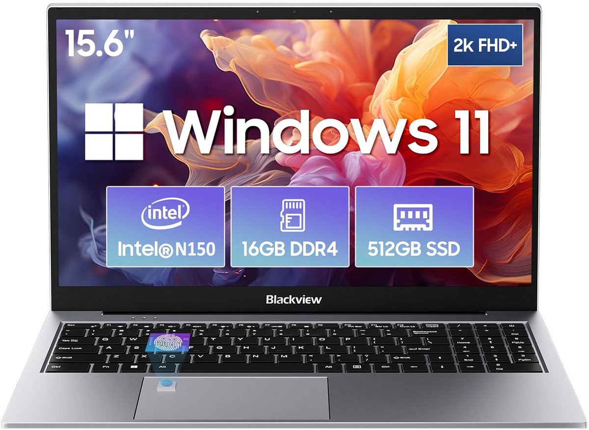 Blackview AceBook 8 Laptop - 15,6 inch Full HD - 16 GB RAM - 512 GB SSD - Intel N97 - Windows 11 Notebook - UHD Graphics - Grijs
