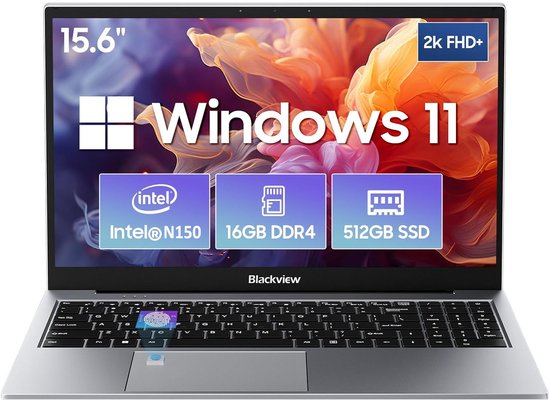 Blackview AceBook 8 Laptop - 15,6 inch Full HD - 16 GB RAM - 512 GB SSD - Intel N97 - Windows 11 Notebook - UHD Graphics - Grijs