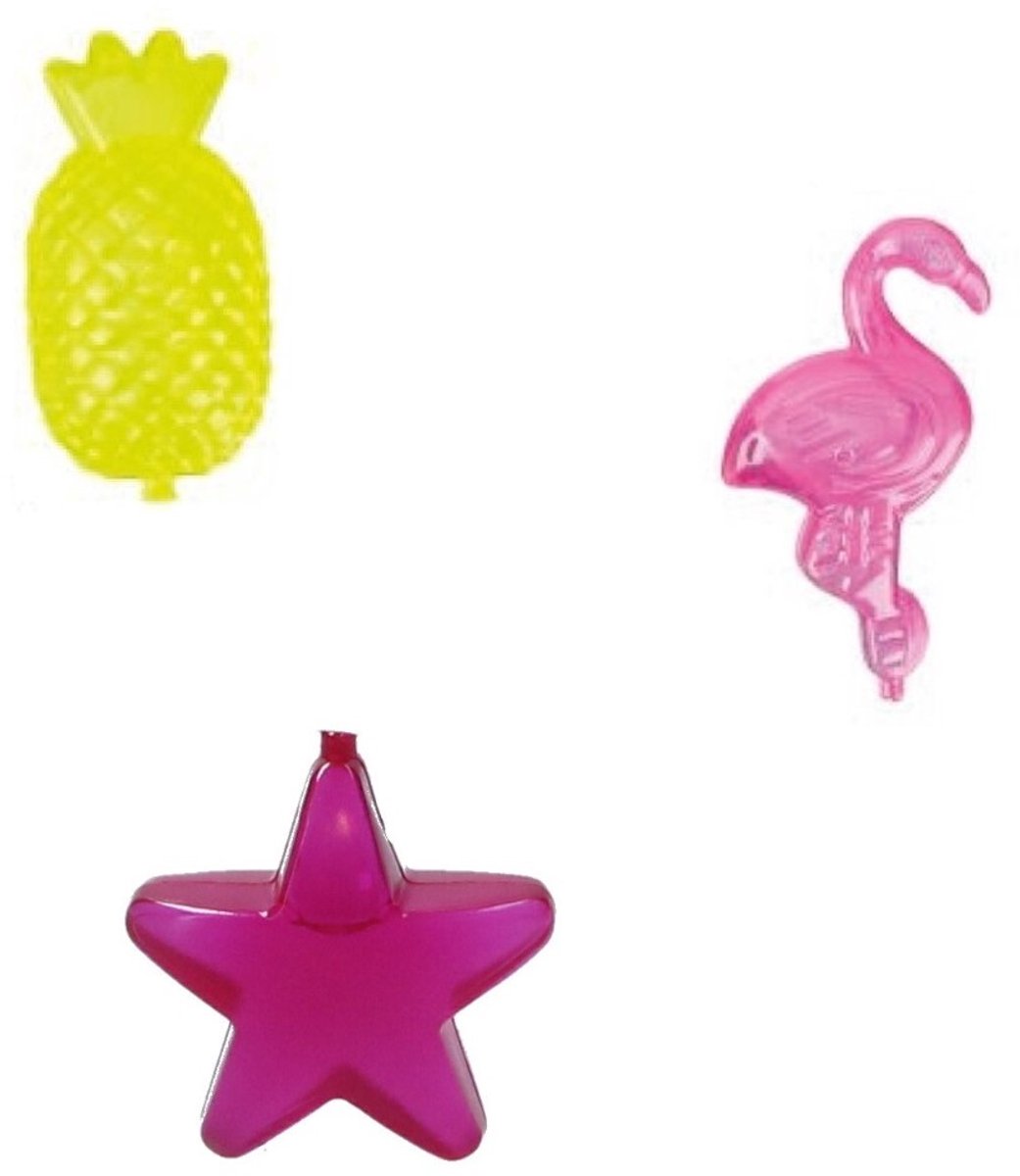 IJsblokjes – 15 Stuks – Herbruikbaar - Tropisch Design – Ster, Ananas en Flamingo