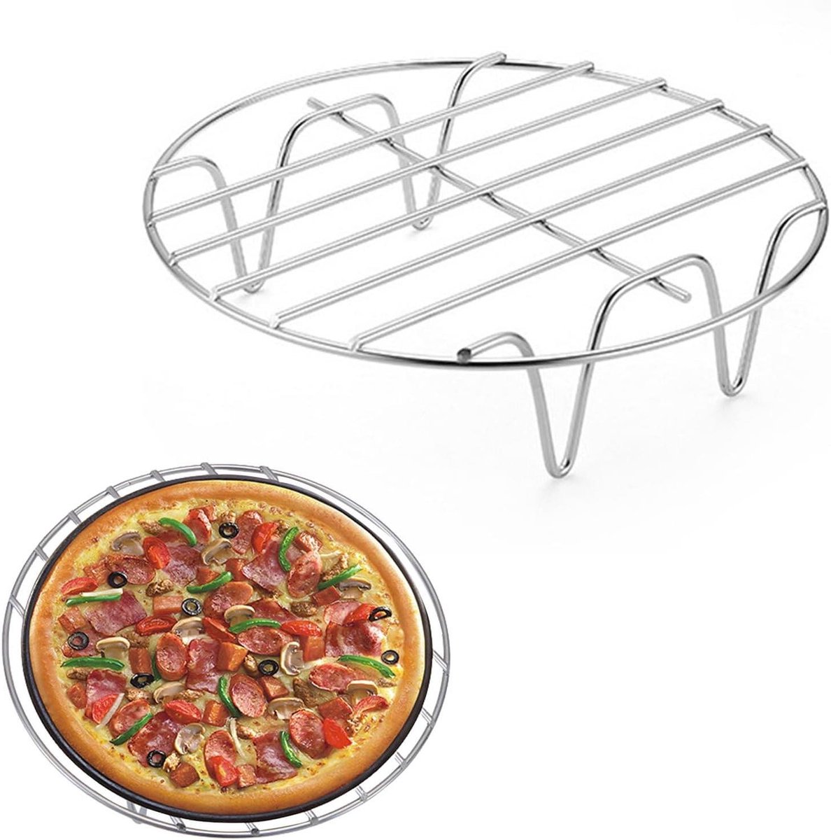 Ovenrooster Grillrek Bakken en Grillen Antiaanbaklaag 19 cm Diameter Zilver