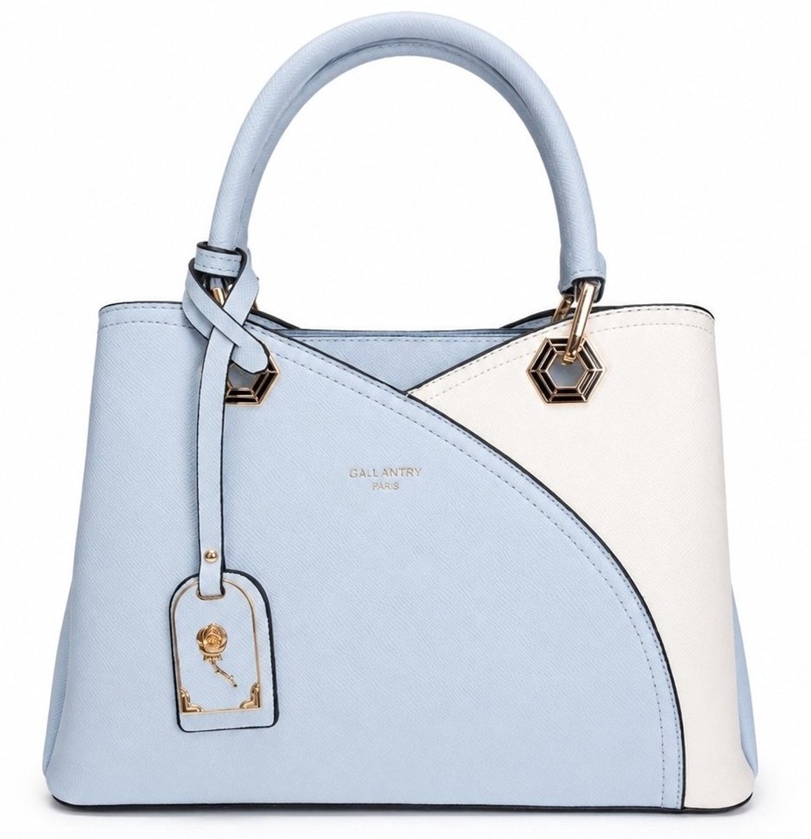 Boutique Trukado - Praktische en Mooie Handtas Licht blauw/wit Gallantry - (bxhxd) ca. 33cm x 21cm x 13cm