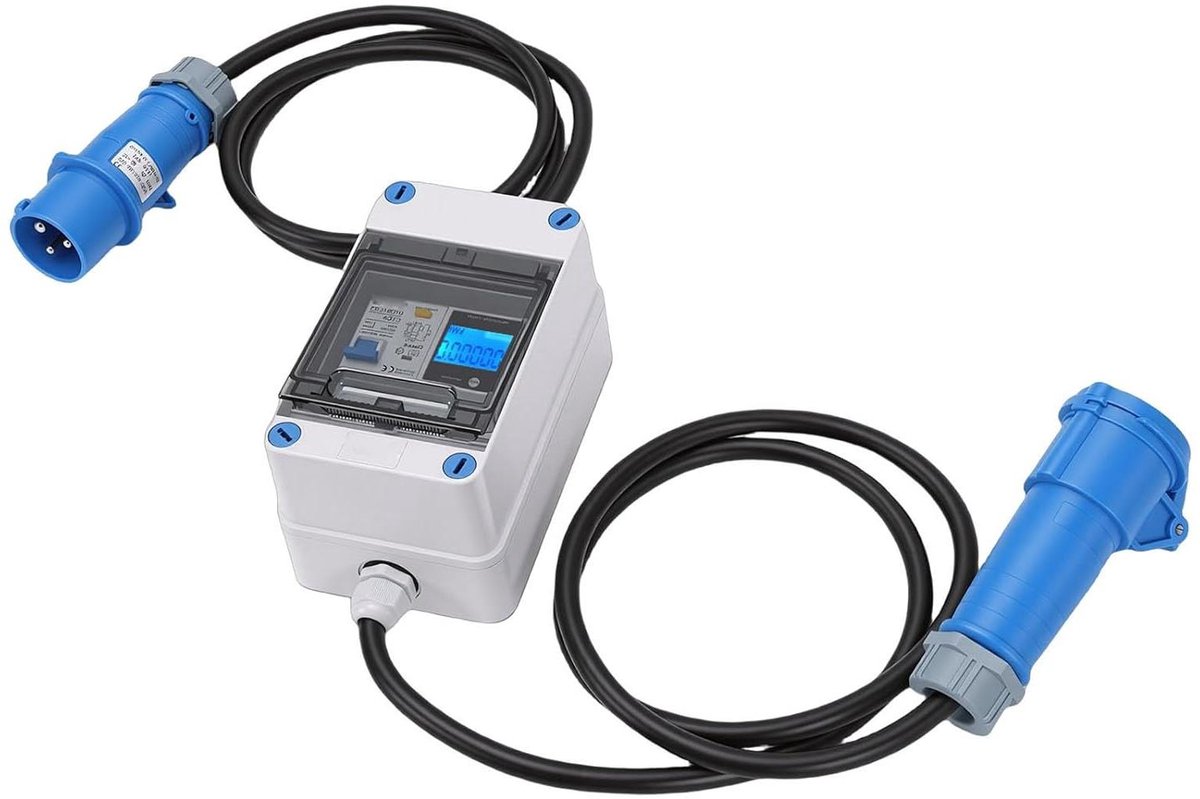 Mobiele Elektriciteitsmeter - Stroommeter Monitor - Energie Verbruik - IP67 Waterdicht - 16A - Zwart