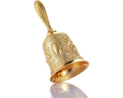 Tafelbel - Handbel - Zinklegering - Handbellen - Tafelbellen - Schoolbel - Receptiebel - Klassieke Handbel - Beltonen - Bel - Butler bel - Geschikt voor thuis, restaurants en feesten - 5.5*11.5cm - Goud