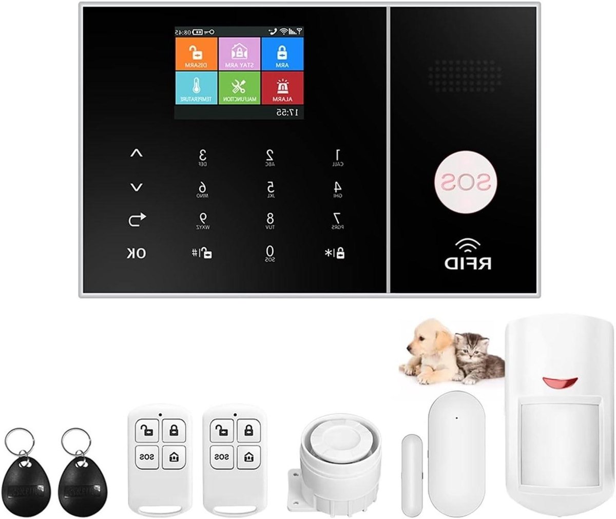 Draadloos Alarmsysteem - Slimme Beveiliging - Thuisbeveiliging - Touchscreen Bediening - 11 Talen - Zwart