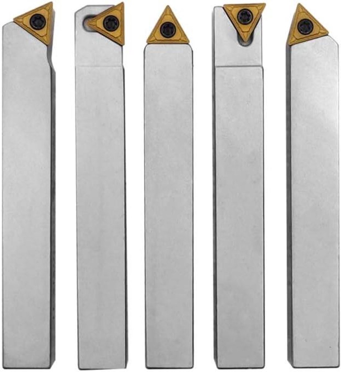 Draaibeitelset 5-delig - Metaalbewerking gereedschap - Metaal draaien - Vernikkelde oppervlakte - 12 mm schacht - Zilverkleurig