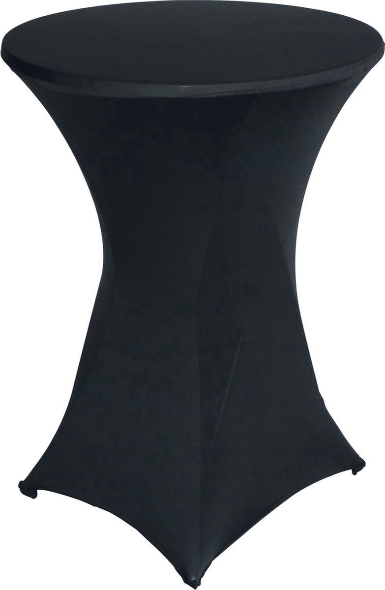 Okado Statafelhoes Zwart – Stretch Statafelrok voor Ronde Statafel – 80 cm Doorsnede en 110 cm Hoog – Polyester Tafelhoes voor Feest, Bruiloft, BBQ en Evenement