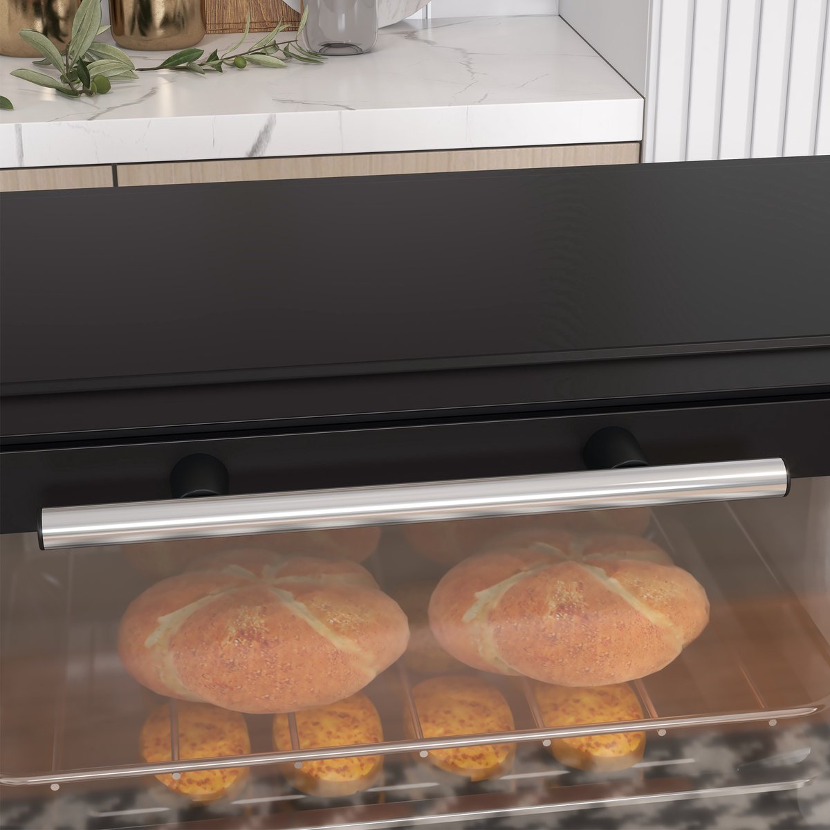 Mini Oven - Kleine Elektrische Bakoven - Instelbare Temperatuur 100-230°C - 60 Minuten Timer - 750W 9 Liter - Voor Camping en Keuken - 35x24,6x20cm - Zwart – foto 6