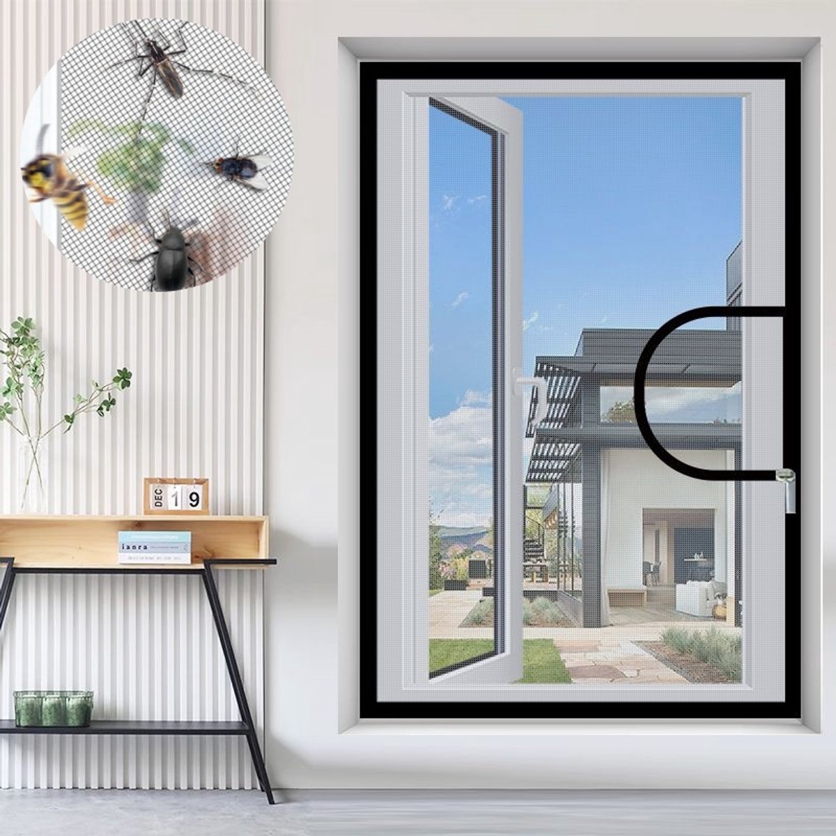 Raamhor – Met klittenband – Zelfklevende, krasbestendige magneethor – Houdt muggen en vlie