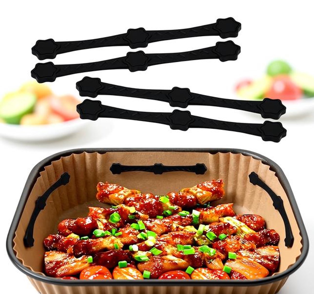 Maison Elara 4 Stuks Siliconen Magneetclips voor Airfryer - Hittebestendig tot 230°C - Voorkomt Verbranden