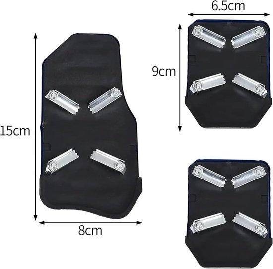 Autopedalen Set - Pedaalhoezen Auto - Veiliger Rijden - Antislip Aluminium - 3-delig - Rood Blauw Zilver — afbeelding 2