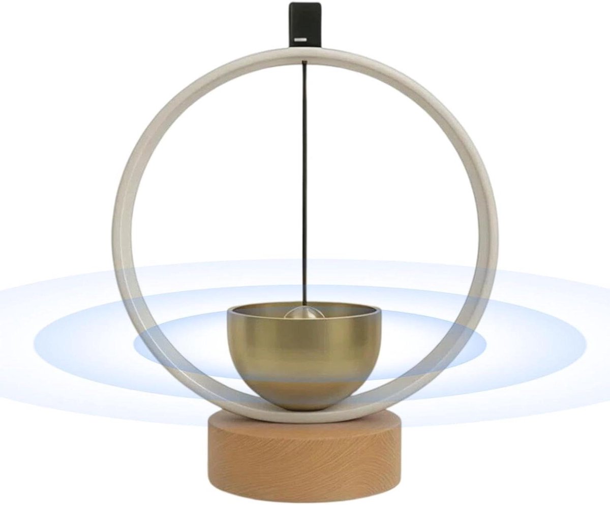 Deurbel Hout Koper - Decoratieve Bel - Kalmerende Sfeer - Zachte Resonantie - 10x10x5 cm - Houtkleur