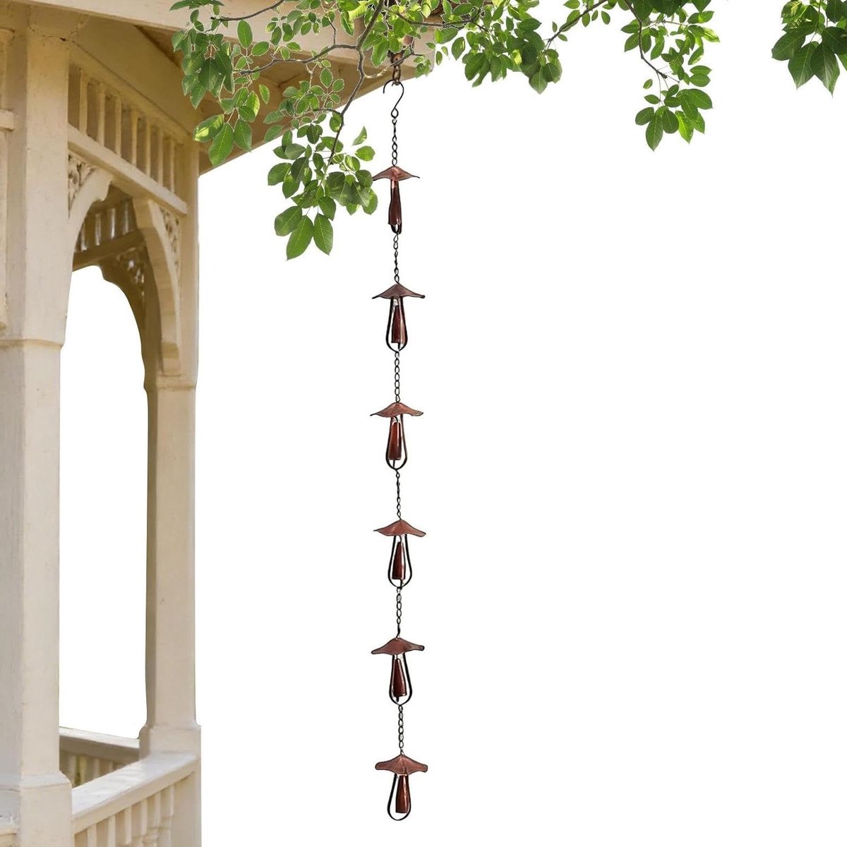 Paddestoel regenkettingen - Gootafvoer decoratie - Waterafvoer verbeteren - Rustiek boerentintje - 130 cm lengte - Zwart