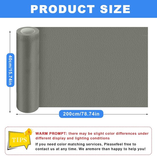 Kunstleer Reparatieset - Zelfklevende Pleisters - Meubels Opknappen - Water- en Krasbestendig - 40 x 200 cm - Grijs — afbeelding 3