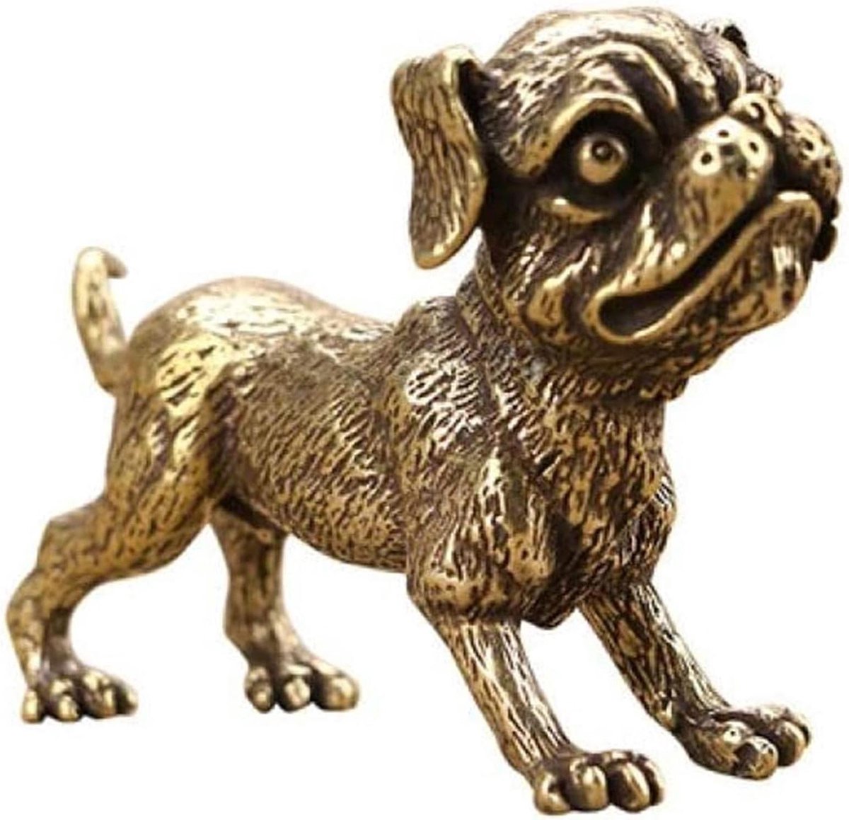 Dierenbeeld Koper - Huisdier Ornament - Interieur Decoratie - Handgemaakt Vakmanschap - 7.4 x 5.4 cm - Bronskleurig