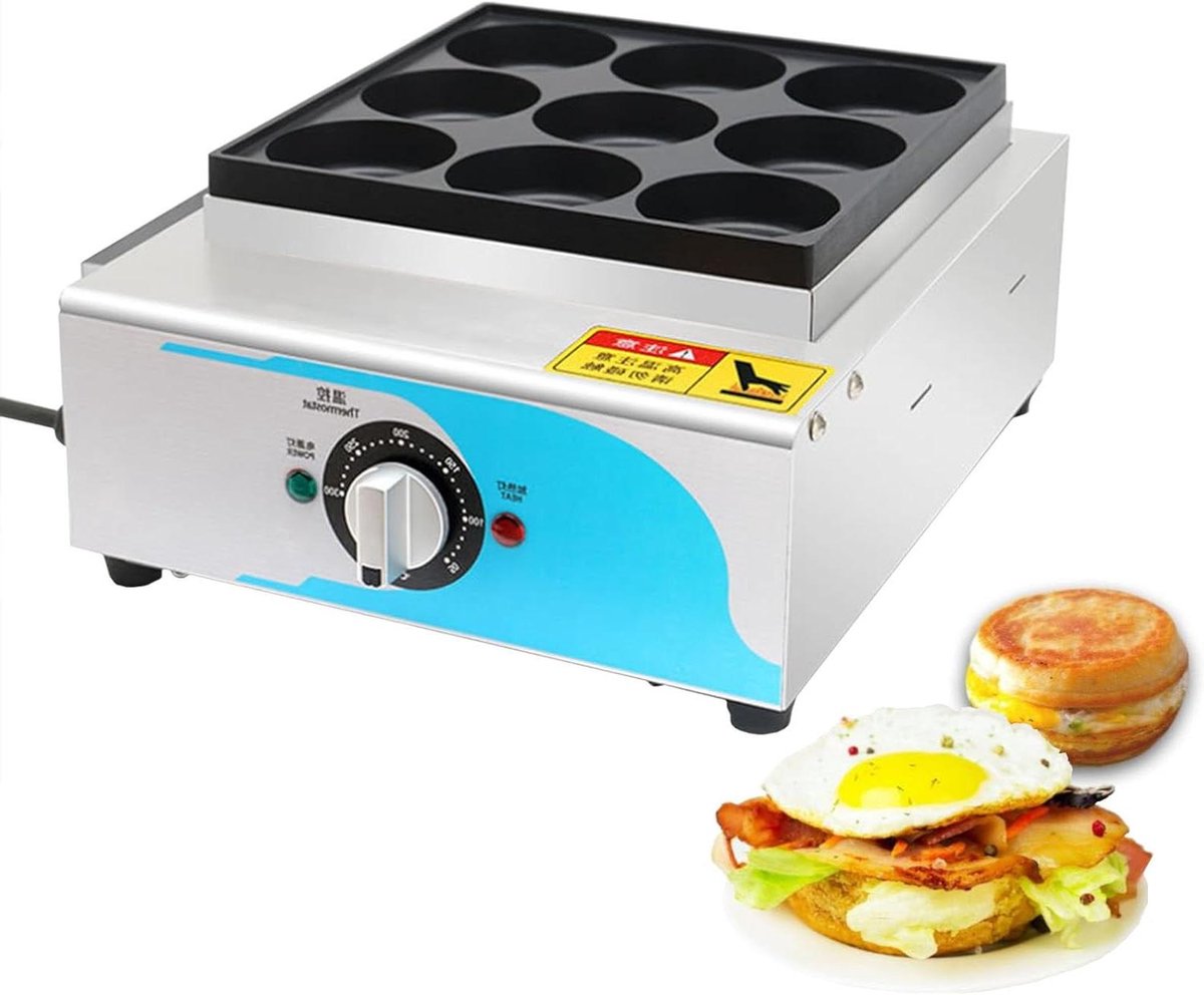 Omeletpan met 9 kopjes - Eierkoekjesmaker - Ontbijt Maken - Snelle Gelijkmatige Verwarming - 9 Stuks - Zilver
