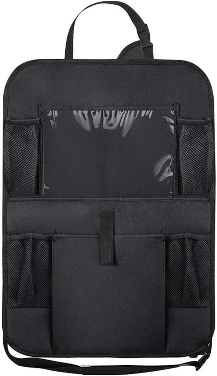 Autostoel Organizer - Kinderzitje Organizer - Familie Reizen - Transparant Touchscreen - 10 Vakjes - Zwart