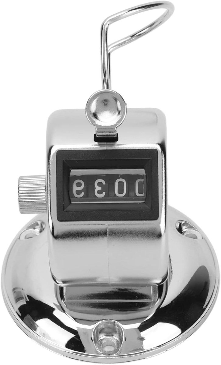 Clicker Teller - Handmatige Teller - Gegevens Tellen - Mechanisch Principe - 4 Cijfers - Metaal