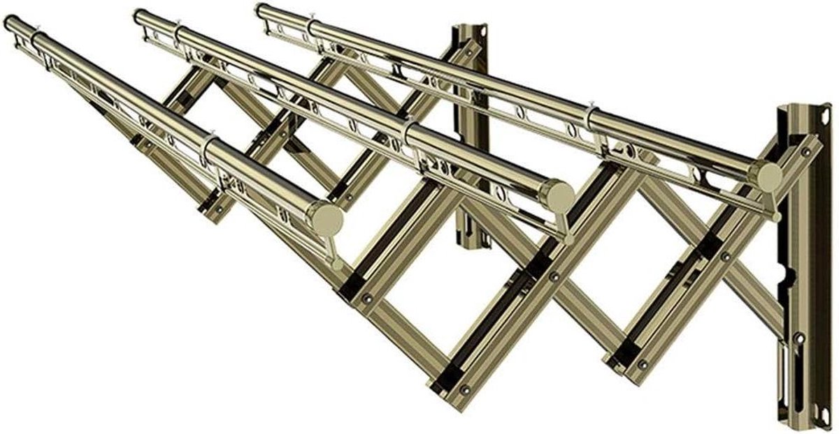 Droogrek Kledingdroger Wandmontage Rek Kleding Drogen Uitbreidbaar Ontwerp 120 cm Lengte Goud