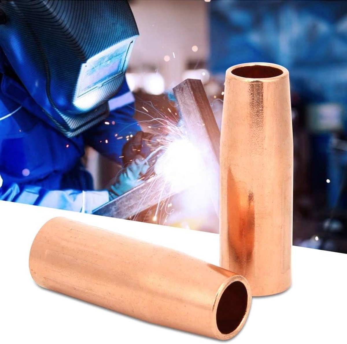MIG lasmondstuk - Laspistool onderdeel - Precisie lassen - Hittebestendig rood koper - 2 stuks 1/2 inch - Koperkleurig