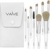 Vaive Make Up Borstels Set 9-Delig - Vegan Kwasten - Foundation, Oogschaduw, Blush, Kabuki & Bronzer Kwast - met Etui - Wit
