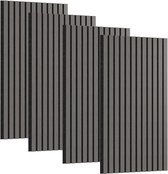 ACXIN Akoestische Wandpanelen Set 4 Stuks - Houten Wandbekleding van Echt Hout Fineer - 3D Lamellen Akoestische Panelen - 120x60 cm Geluidsabsorberend Wandpaneel - Voor Woonkamer Kantoor Studio - Zwart Eiken