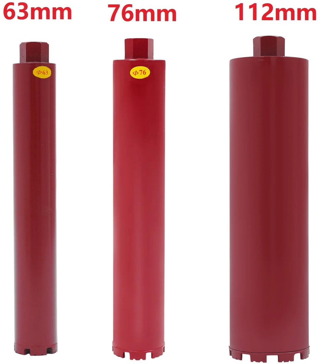Dailygoods 63mm/76mm/112mm Kernboor Droog/Nat Diamant Versterkt Beton Kernboorgereedschap Boren Diepte 410mm Boor Vat Ro