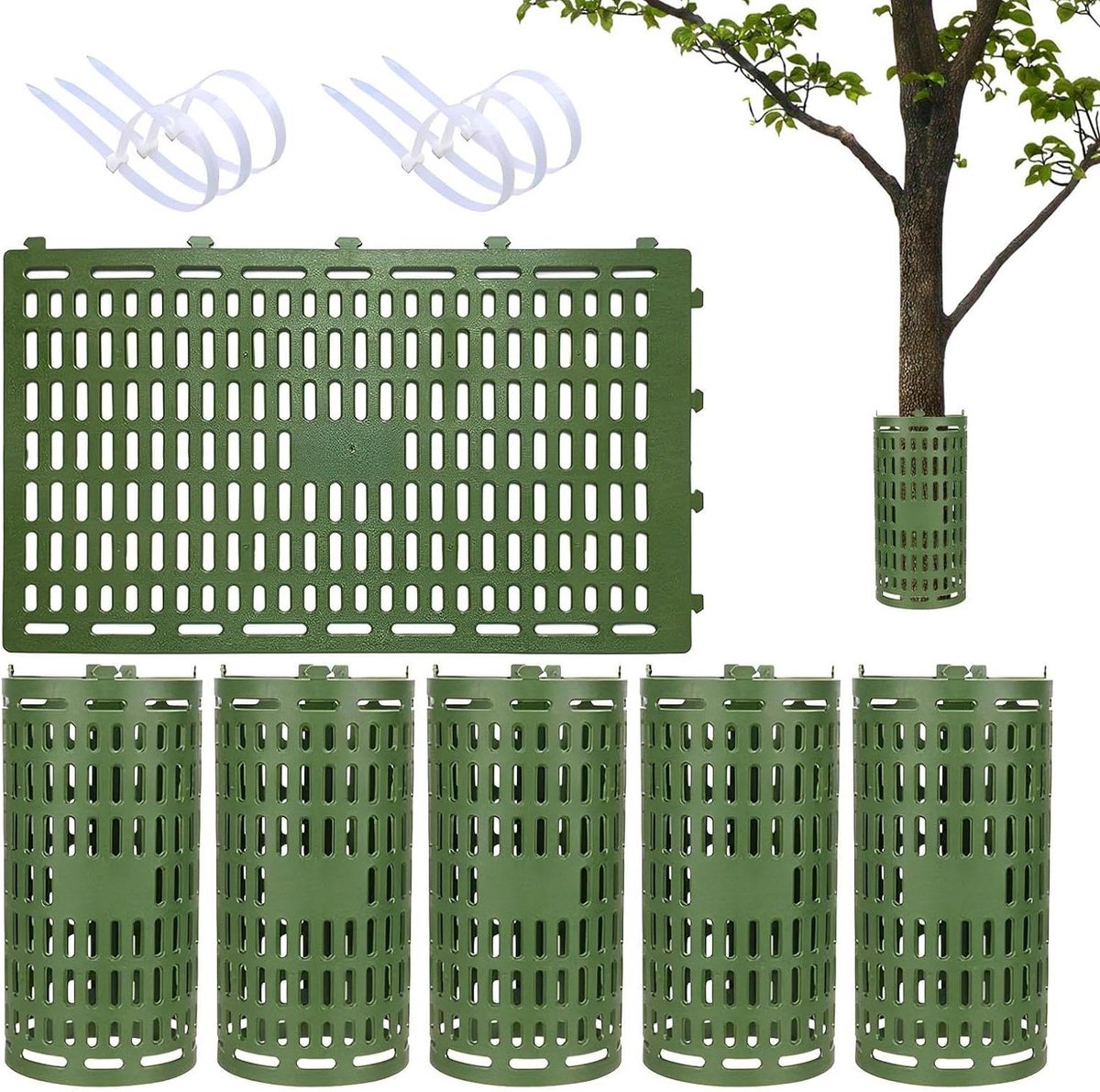Boomstam Bescherming - Plantenkooi - Bescherming Jonge Bomen - Verstelbaar Ontwerp - 415 cm - Groen