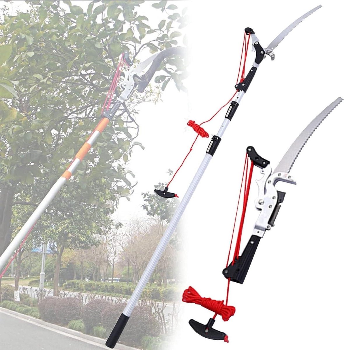 Telescopische Snoeizaag - Boomzaag Lange Steel - Takken Snoeien - Uitschuifbaar Handvat - Tot 5 Meter - Grijs