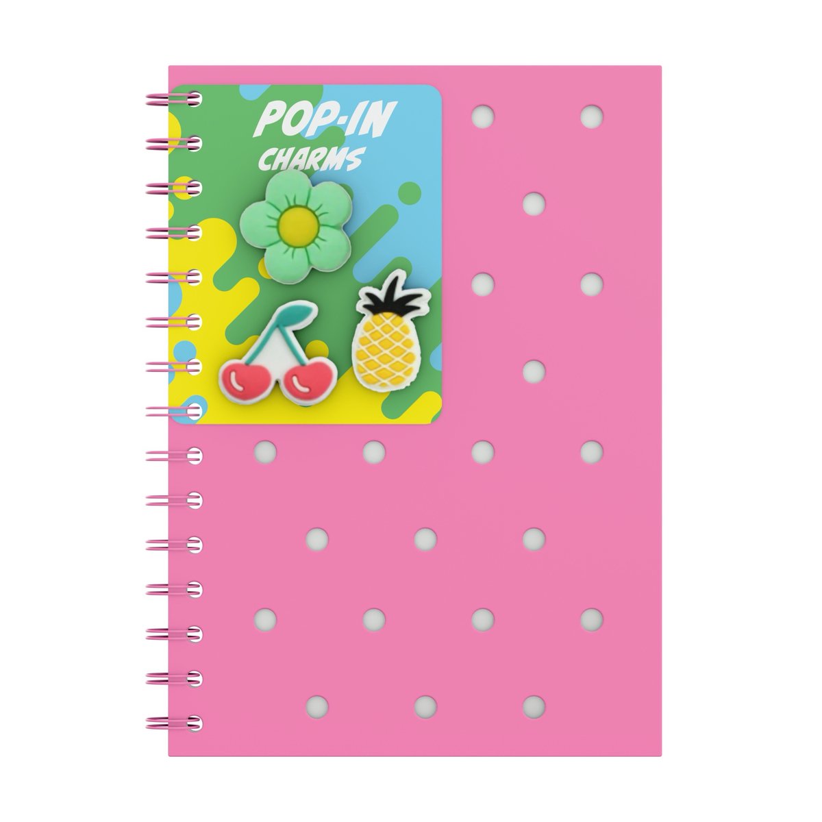 QC COLOUR neonroze siliconen A5 notitieboek - gelijnd - met pins