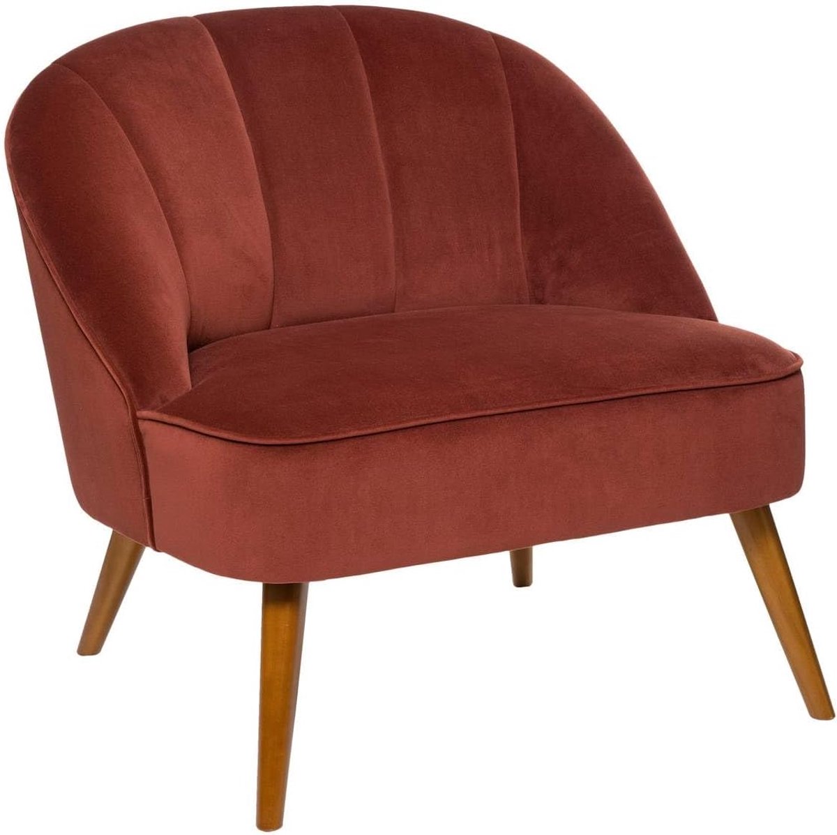 Atmosphera Scandinavische fauteuil van fluweel NAOVA Terracotta