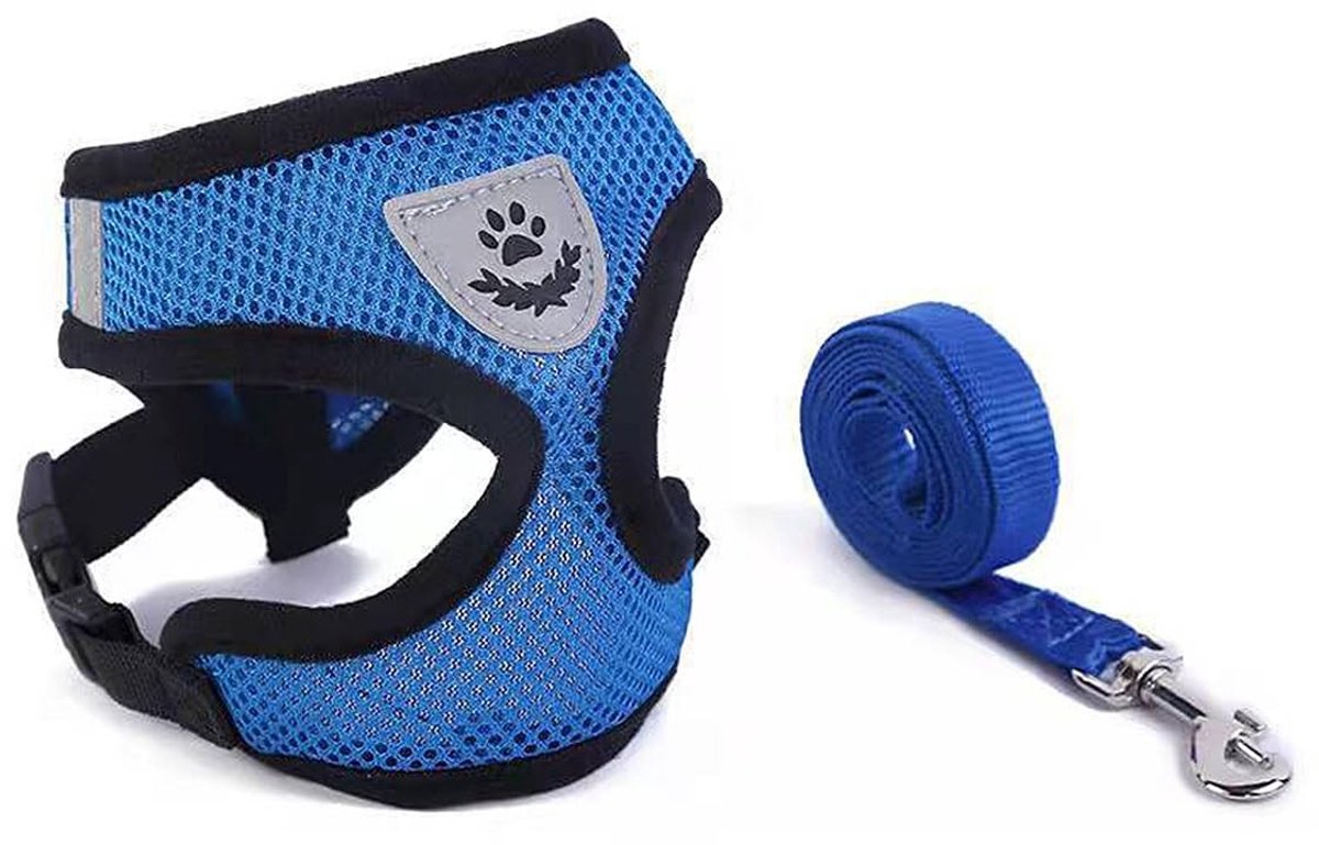 SMOAKEZ- Kattenharnas Anti-Trek - Kattenharnas met Looplijn - Zachte Mesh - Ontsnappingsbestendig - Reflecterende Strepen - Geschikt voor Kleine Dieren - Huisdierharnas